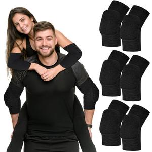 Tarpop 3 Pairs Elbow Pads Elbow Protector Volleyball Sponge Support Breathable Compression Braces for Women Men Basketball Tennis Football Skating(Black)