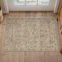 HUGEAR 3x8 Light Brown Vintage Floral Washable Runner Rug for Hallway