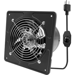 POWERENG 6 Inch Kitchen Exhaust Fan with Speed Controller,235CFM Wall Exhaust Fan,115V 40W Ventilation Blower for Kitchen,Meeting Room,Shop, Smoking Room, Industrial Ventilation Use (6-inch Black)