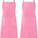 Syntus Apron for Men Women, Adjustable Cooking Kitchen Chef Aprons with 2 Pockets, Cotton/Polycotton/Polyester (Hot Pink)