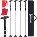10FT Dust Barrier Poles Kit,Spring Retractable Zipper Wall Poles,Heavy-Duty Dust Barrier System with Patented Design,3-Section Telescopic Poles for Home Renovation,Construction Remodeling Projects