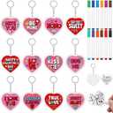 Cunno 36 Pcs Valentine Keychains Crafts, Color Your Own Keychains, DIY Valentines Crafts for Adults, Heart Craft Making Kit, Art Supplies Activity for Classroom Exchange School Party Favors, 12 Styles