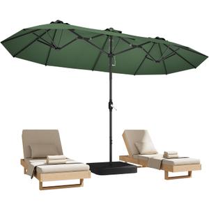 15 Foot Large Patio Umbrella with Base Included,Double-Sided Umbrella,Green, Extra Large