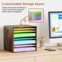 EasyPAG Scrapbook Paper Storage Organizer for Craft Room, 12x12 Paper Storage Desk Shelf, 10 Slot Adjustable File Sorter for Office School Classroom, Antique