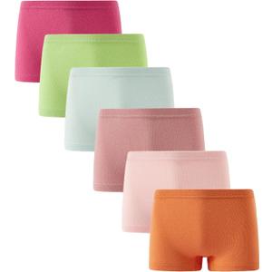 Boboking Girls'Soft Cotton Boyshort Underwear Little Kids Panties, 5, Green Pink Light Blue 