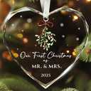 First Christmas Married Ornament 2025 - Mr and Mrs Gifts - Wedding Gifts for Couples, Newlyweds, Bride, Future Mr and Mrs - Married Bridal Shower Gift Ideas - Glass Wedding Ornament 2025