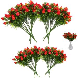 MAGICLULU Artificial Strawberry Stem Faux Fruit Branch Small Realistic Strawberry Bunch for Home Decor DIY Crafts Weddings Parties 10.62X8.26X1.41 Inch