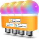 Refoss Smart Bulbs Works with Apple HomeKit, Color Changing Smart Light Bulbs Compatible with Siri, Alexa and Google Home, A19 LED Bulb, E26 Fitting, 2700K-6500K Dimmable, 9W 810 Lumens, 4 Pack
