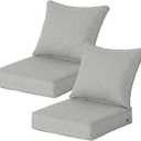 22x24 Inch Outdoor Deep Seat Cushions Set of 2,Thick High-Density Foam, Water-Resistant, Piped Edges & YKK Hidden Zipper for Patio Furniture,Greige