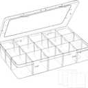 Mauproy 15 Grids Large Plastic Organizer Box with Adjustable Dividers, Clear Craft Organizer and Storage Tackle Box Compartment Container with Label Stickers for Beads, Jewelries, Tools
