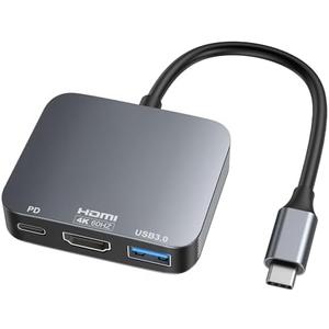 Type-C 3 in 1 Hub, Type C(PD) Port + HDMI + USB 3.0 Hub