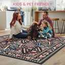 Black Rug 2'x3' - Small Washable Entry Rug Floral Boho Diamond Area Rug for Entryway Kitchen Bathroom Door Mat Indoor Entrance, Pet & Kids Friendly Stain & Fade Resistant Non Slip Carpet