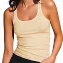 Artfish Women Sleeveless Ribbed Fitted Scoop Neck Full Length Racerback Basic Tank Tops (S)