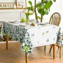 Horaldaily Spring Summer Tablecloth 60x120 Inch Rectangular, Eucalyptus Floral Table Cover for Party Picnic Dinner Decor