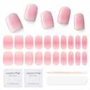 10 x Semi Cured Gel Nail Strips|Works with Any UV/LED Lamps|20 Pcs Gel Nail Stickers|Long-Lasting Two Weeks and Easy to Apply & Remove|Pink Gradient