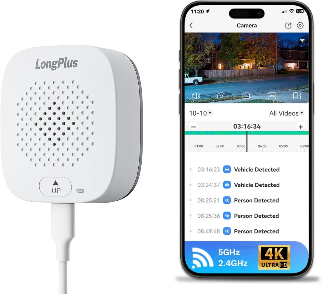 LongPlus 8MP 4K Window Camera for Home Security, Indoor Magnetic Window Security Camera 2.4G & 5Ghz WiFi Human Detection Alert, AI Full Color Night Vision, Easy Magnetic Mount Safe View for Apartment