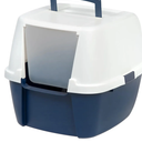 Large Covered Cat Litter Box with Front Door Flap | Enclosed Design & Handle Blue/White, Kitty Litter Box for indoor cats