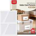 H4D 24 Pack Labels for Storage Bins, 4" x 6" Plastic Clear Adhesive Index Card Holders, Tote Label Pockets for Organizing Storage, Library Card, Shelves