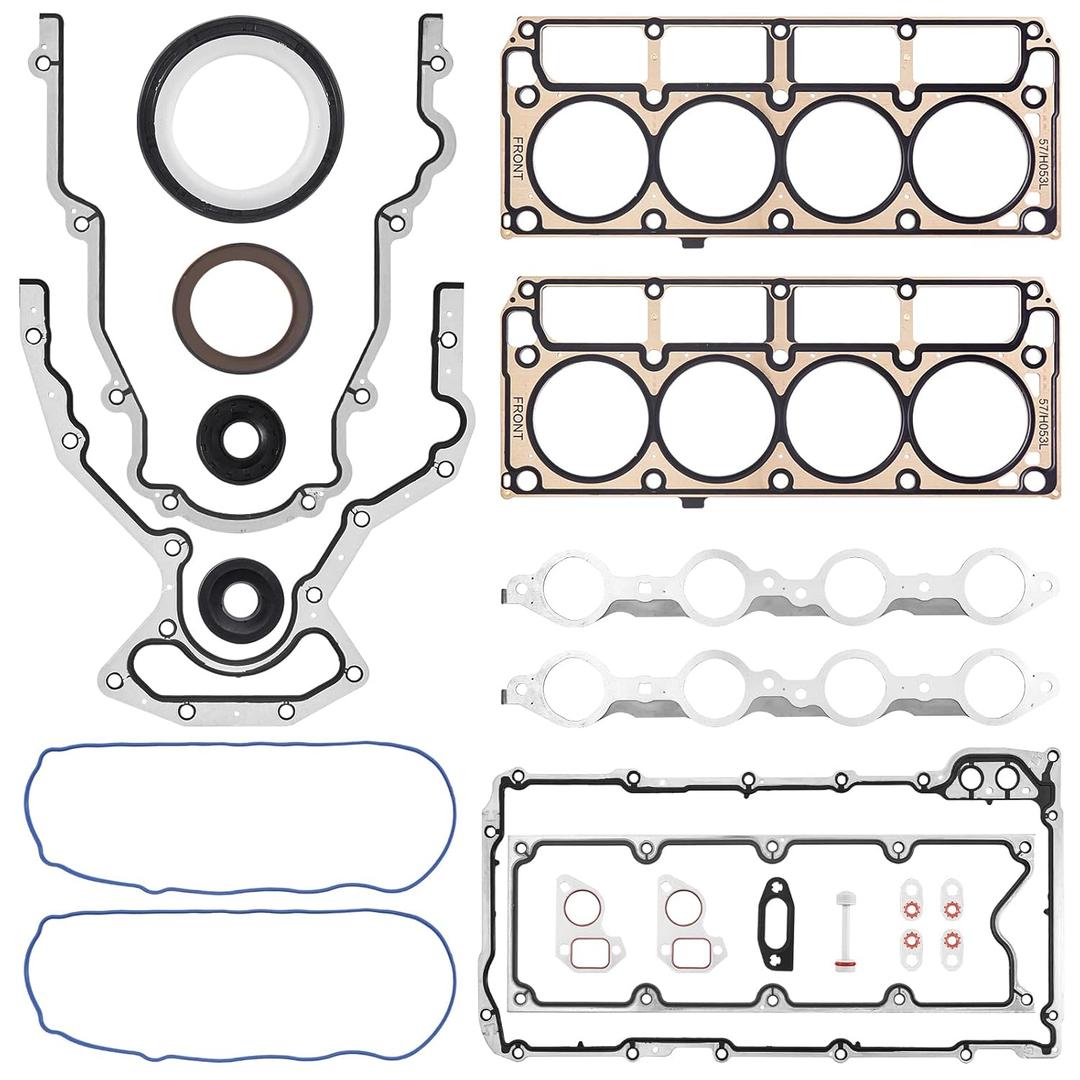 AUTOBABA GEN 3 III LS Gasket Set Kit & LS Head Gaskets Compatible with 1999-2010 GM Chevy Silverado GMC Sierra 1500 2500 Engine LS1 LS6 LQ4 LQ9 4.8L 5.3L 5.7L 6.0L Replace# 12558178 12551933 12611384