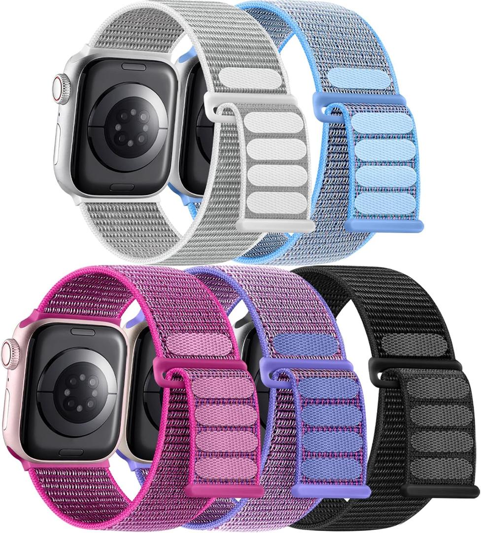 Maledan Bands Compatible with Apple Watch Band 42mm 44mm 45mm 49mm 38mm 40mm 41mm Men Women, Sport Loop Strap Bracelet Replacement Wristband for Apple iWatch Series 11 10 9 8 7 6 5 4 3 SE Ultra 2 (7-Black/ Dragon Fruit/ Purple/ Light Gray/ Lake Blue)