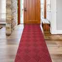 SHNOSU Runner Rugs 2FTx6FT Indoor Outdoor Hallway Runner Rubber Backing Non-Slip Carpet Washable Area Rugs Custom Sizes for Entryway Kitchen Bathroom Laundry Room Balcony Patio Red