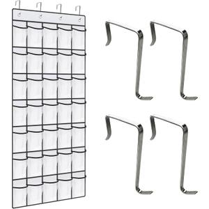 35 mesh pocket hanging shoe organizer shoe rack closet, 4 metal hooks，hanging shoe organizer net shoe rack, shoe organizer shoe rack on the door, storage room shoe rack men's and women's sneakers