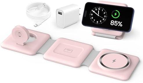 Amazon.com: Charging Station for Apple Multiple Devices: 3 in 1 Foldable Magnetic Wireless Charger Stand - Travel Charging Dock Compatible with iPhone 17 16 15 14 13 12 Pro Max Plus Apple Watch AirPods : Cell Phones & Accessories