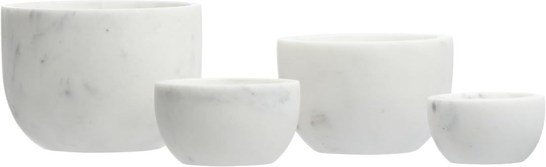 Creative Co-op White Marble Bowls (Set of 4)
