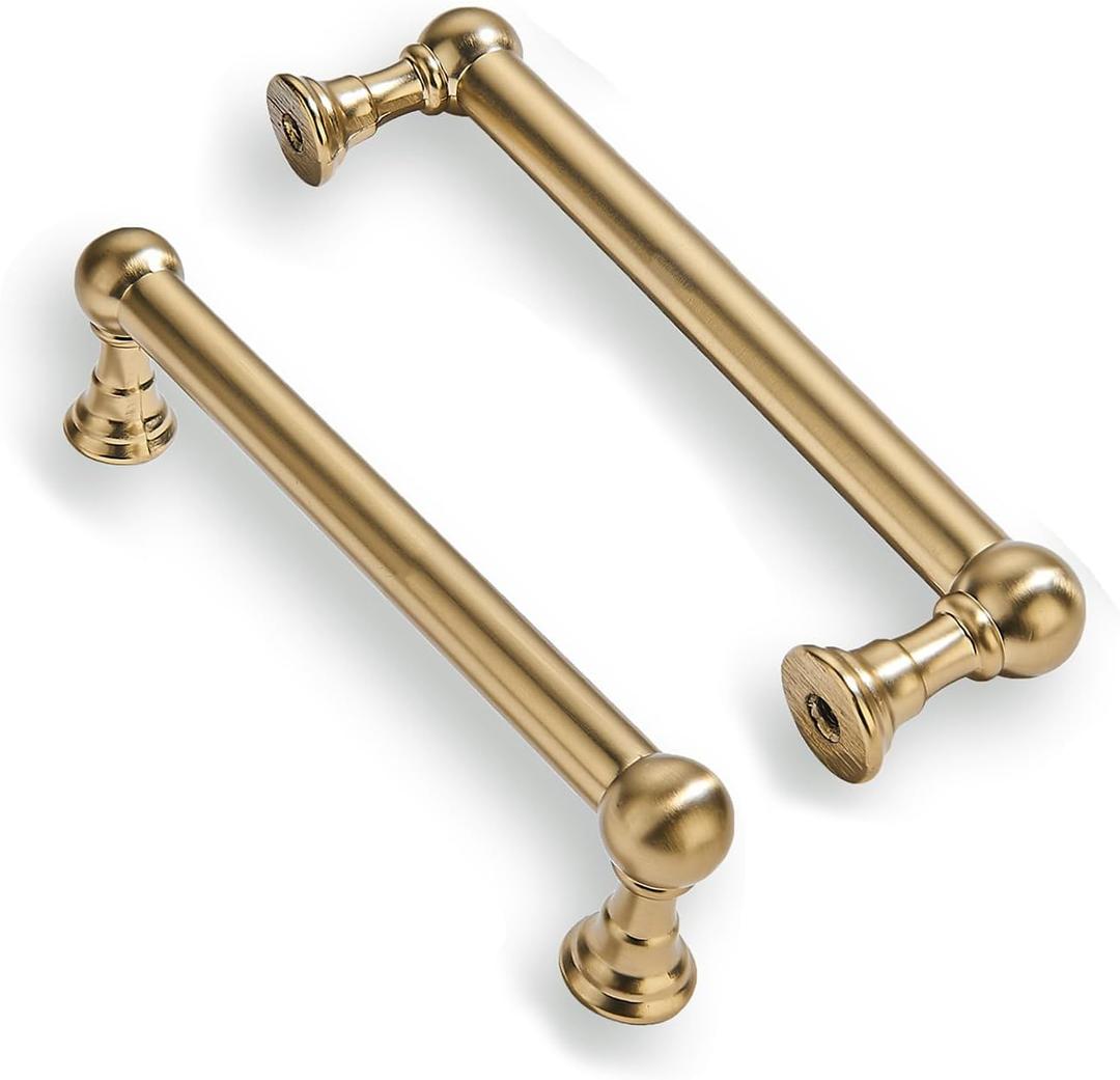 10 Pack Champagne Bronze Cabinet Pulls - Elegant Satin Brass Handle for Drawers and Cabinets, 4 Inch Hole Center, Modern Kitchen & Bathroom Hardware.