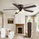 Fanbulous 52" Flush Mount Ceiling Fan with 3 Lights, DC Motor, Oil Bronze