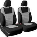 FH Group Gray Polyester Car Seat Cover, 3D Air Mesh, Front Set, Airbag Compatible, Universal Fit for Cars Trucks SUVs