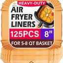 Air Fryer Liners Disposable, 125Pcs Parchment Paper, 8 Inch Non-stick Air Fryer Paper Liners, Unbleached Square Airfryer Liners for 5-8QT Air Fryer, Baking, Roasting Microwave