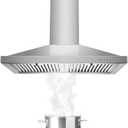 Tieasy Range Hood, Range Hoods 30 inch Stainless Steel, 450 CFM Kitchen Hood with LED Light Baffle Filters, 3 Speed Exhaust Fan Vent Hood