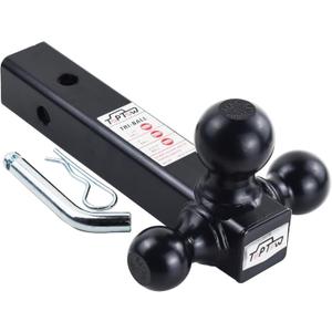 TOPTOW Trailer Hitch Tri-Ball Hitch Ball Mount with 1-7/8", 2" and 2-5/16" Black Tow Balls, Fits for 2-inch Hitch Receivers Black TOPTOW Trailer Hitch Tri-Ball Hitch Ball Mount with 1-7/8", 2" and 2-5/16" Black Tow Balls, Fits for 2-inch Hitch Receivers Black
