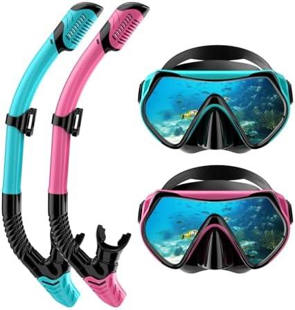 Snorkeling Gear for Adults, Dry-Top Snorkel Set Scuba Diving mask, 180°Panoramic Wide View Professional Snorkeling Gear Breathing Freely Snorkel Mask