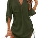 Blooming Jelly Womens Bathing Suit Cover Ups Bikini Swimsuit Coverup Drawstring Beach Dress Shirt