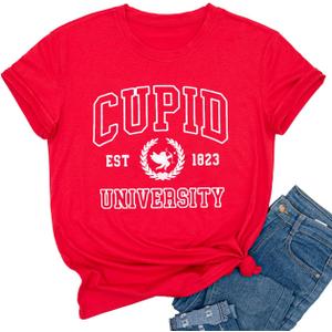 Yimoya Womens Cheetah Print Valentine Shirts Cute Buffalo Love Heart XOXO Graphic Tees Gifts (Small)