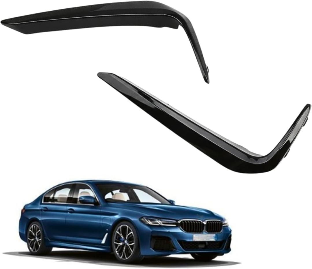 Replacement for BMW 5 Series G30 G38 M-Sport 2018-2020 Front Bumper Cover, 51118070541 51118070542 Fog Light Eyelid Strip Trim & Side Grille Surround, Left & Right Pair, Glossy Black, Pack of 2