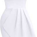 Memoriesea Women's Elegant One Shoulder Pleated Detail Bodycon Party Club Midi Dress, White, M