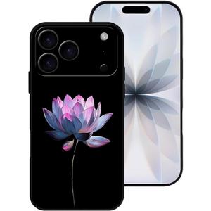 for iPhone 17 Pro Case, Pink Lotus Pattern Phone Case, [Full Camera Protection] Soft Silicone Anti-Scratch Shockproof Protective Cover for 17 Pro 6.3"