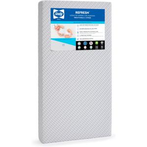SEALY OmniPedic Refresh Breathable 2-Stage Crib Mattress & Toddler Mattress, Removable Washable Knit Cover, Baby Mattress for Crib, GREENGUARD Air Quality Certified, Made in USA, 52x28 Inches