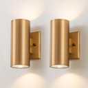 Modern Outdoor Wall Light 2 Packs Up and Down Lights, 7" Gold Exterior Light Fixture for House Porch Patio Garage