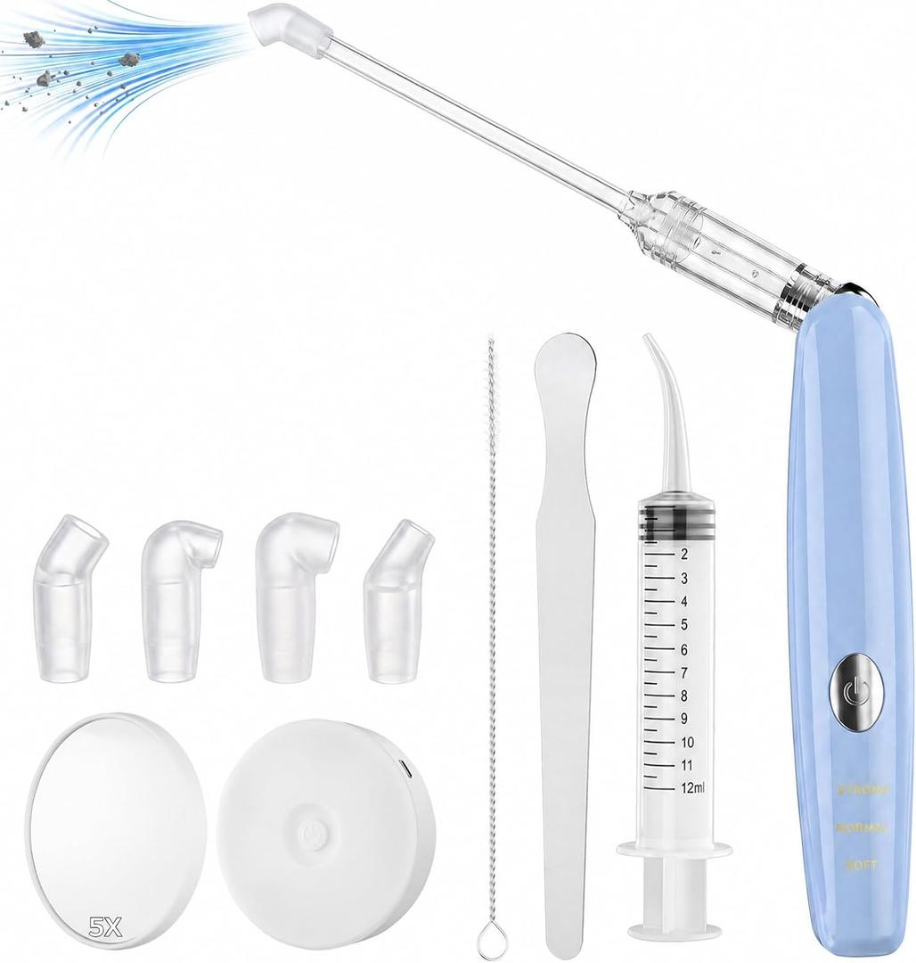 Tonsil Stone Remover Kit, Upgraded Rechargeable Tonsil Stone Vacuum with LED Light & Saliva Reservoir, Best Fast Painless Tonsillolith Removal Tool, Fight Bad Breath, Safe Silicone & 11 Attachments