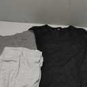 Ficerd 3 Pack Women's V Neck T Shirts, Cotton Summer Casual Short Sleeve Tops Loose Fit Rolled Sleeve Tees 2025 Trendy Shirts (Medium, Black, Light Gray, Dark Gray)