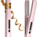 Cordless Hair Straightener, Portable Flat Iron 4 Temperature Options and 20S Fast Heating, Long-Life Battery Ceramic Hair Straightener, Travel Size USB Rechargeable (Pink)