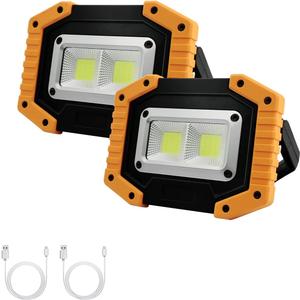 Tekstap LED Work Light Rechargeable, 30W 2000LM Portable Waterproof Rechargeable Work Lights with Stand, Battery Powered COB Flood Lights for Power Ouage Emergency Outdoor Camping Garage (Orange)
