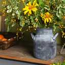 Quoowiit Ceramic Rustic Farmhouse Vase, Distressed Decorative Flower Vases for Home Decor, Ideal Shelf Decor, Grey Boho Vase for Living Room Bedroom Kitchen Office Centerpiece Table Decorations, 8 Inch-grey