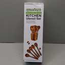 Gudamaye 13 inch Long Wooden Spoons for Cooking, 9 PCS Natural Teak Wooden Kitchen Utensil Set with Utensils Holder Made of Australia Camphor Laurel Wood，Wooden Utensils for Cooking