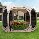 Pop Up Screen Tent Canopy, Portable Screen Canopy with Mosquito Net, Outdoor Screen Room Tent 12 x12 FT with Carry Bag for Lawn & Garden, PartiesBeige (12x12 FT)