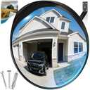 24 Inch Acrylic Convex Mirror with Rain Shield | Adjustable Wide Angle Traffic Mirror for Indoor Outdoor Wall Mount, Blind Spot for Garage, Warehouse, School, Store & Office